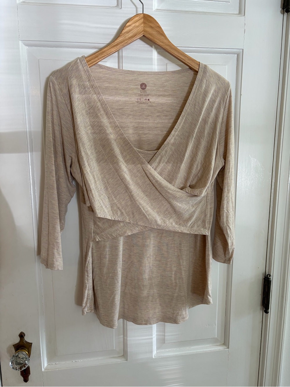 Kindred Bravely Beige Wrap Nursing Top bamboo size large